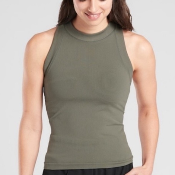 Athleta Tops - Athleta Renew Seamless Ribbed Racerback Tank, Medium, Army Green